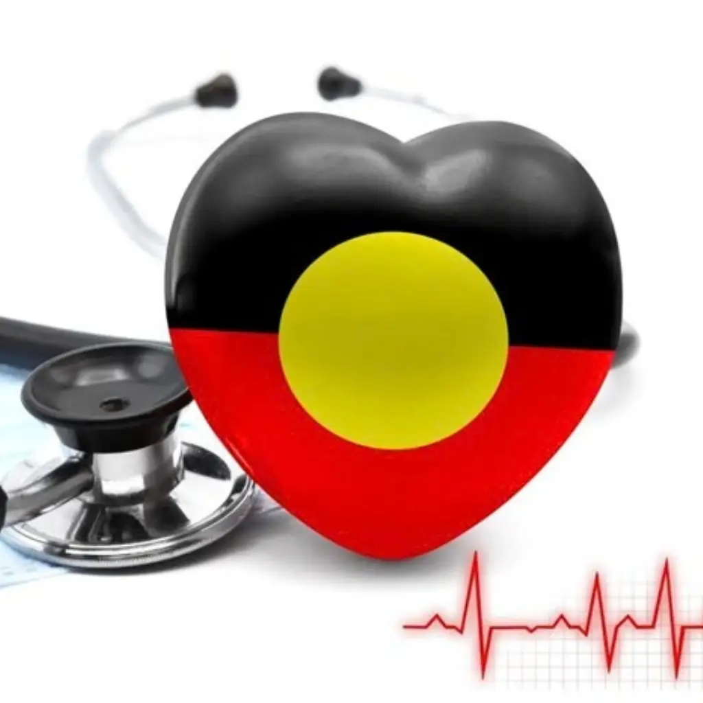 Image of a heart with the Aboriginal Flag over the top.